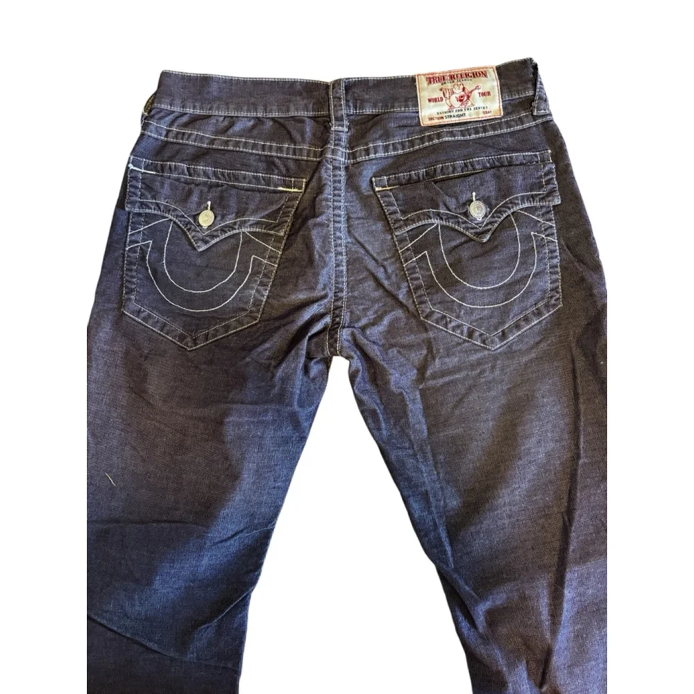 TRUE RELIGION Ricky Corduroy Pants RARE Y2K Charcoal Gray Vintage Men's 34 - Picture 3 of 8